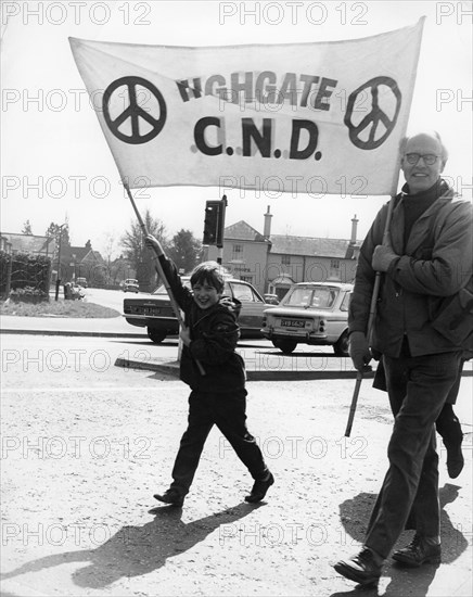 CND demo, Horley, Surrey, c1968.