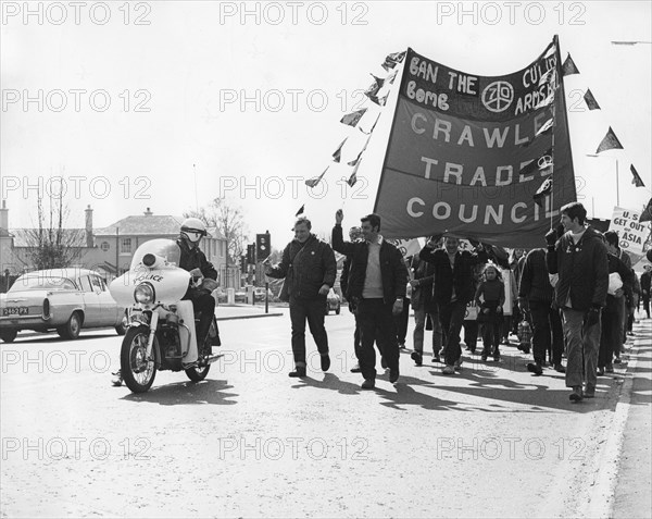 CND demo, Horley, Surrey, c1969.