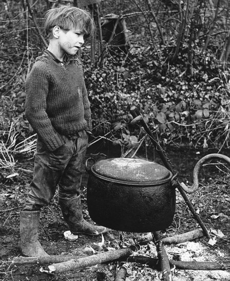 Gypsy boy with cauldron, 1960s.