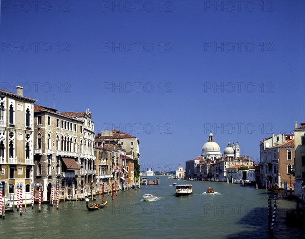 The Grand Canal and San Salute from Accademia bridge, Venice, Italy.