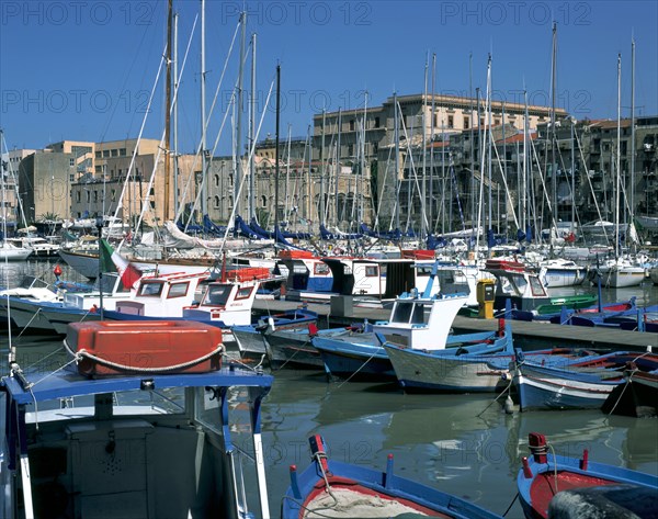 Boats, The Old Fort, La Cala, Palermo, Sicily, Italy.