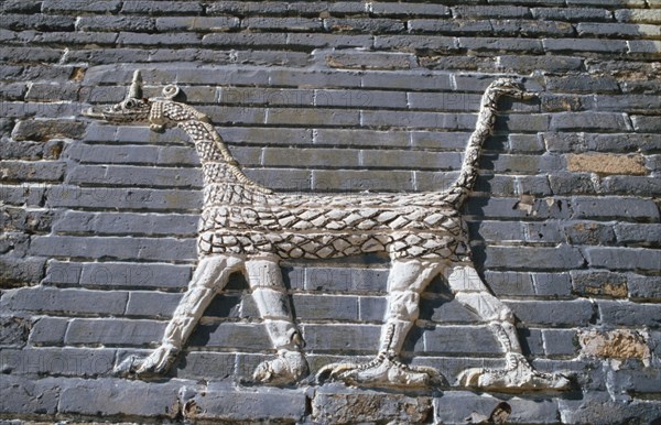 Dragon, glazed bricks, Ishtar Gate, Babylon, Iraq.