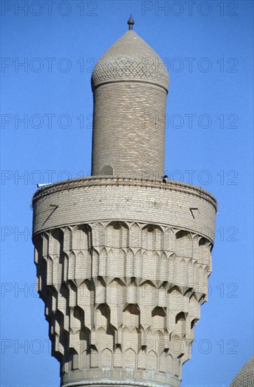 Minaret of the Suq al Ghazal Mosque, Baghdad, Iraq, 1977.