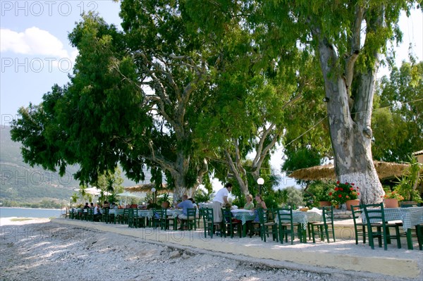 Karavomilos Lake Taverna, Kefalonia, Greece.