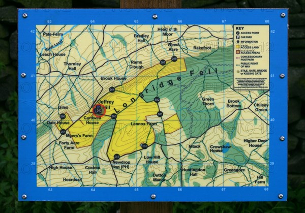 Map of Longridge Fell, Lancashire.