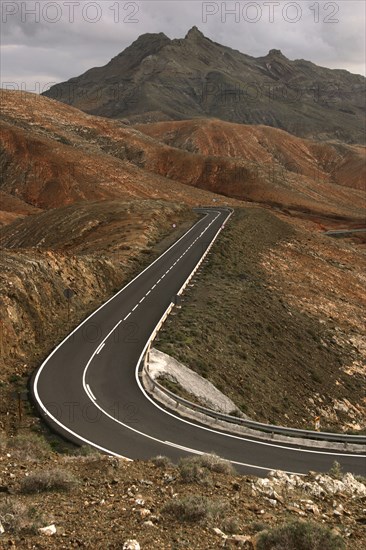 Mountain road between La Pared and Pajara, Fuerteventura, Canary Islands.