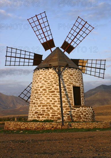 Windmill near Tefia, Fuerteventura, Canary Islands.