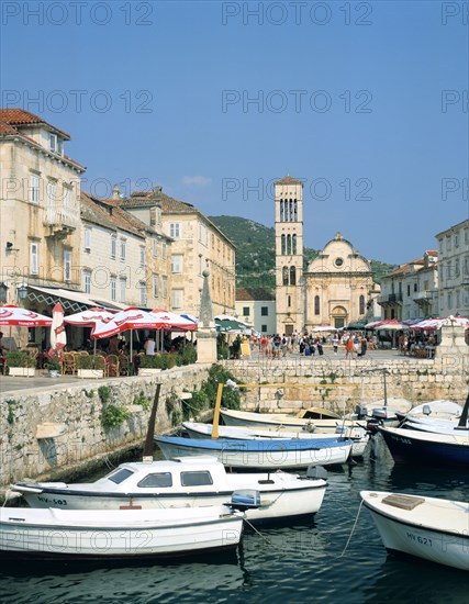 Harbour and cathedral, Hvar, Croatia.