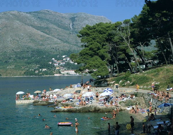 Rocky beach, Cavtat, Croatia.