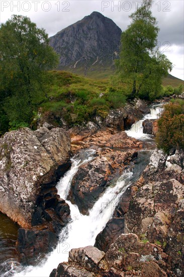 River Etive and Buachaille Etive Mor, Glencoe, Highland, Scotland.