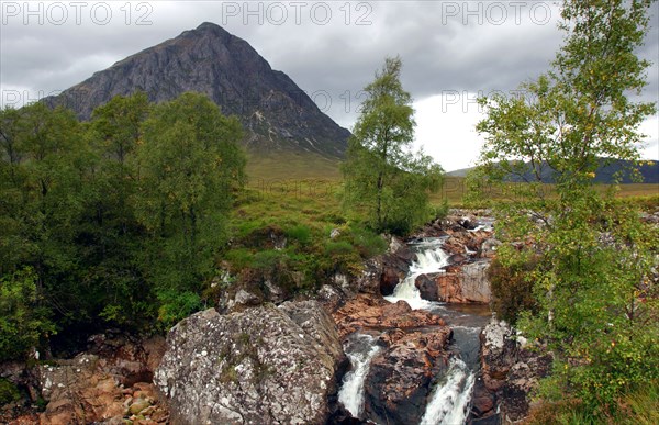 River Etive and Buachaille Etive Mor, Glencoe, Highland, Scotland.