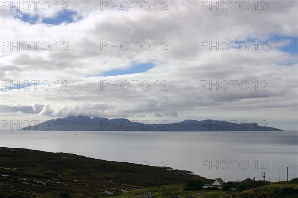 The island of Rum from Skye, Highland, Scotland.