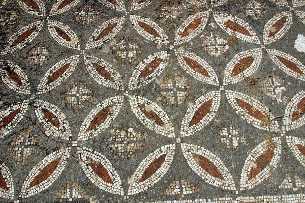 Mosaic floor, ruins of the Basilica of Ayia Trias, Famagusta, North Cyprus.