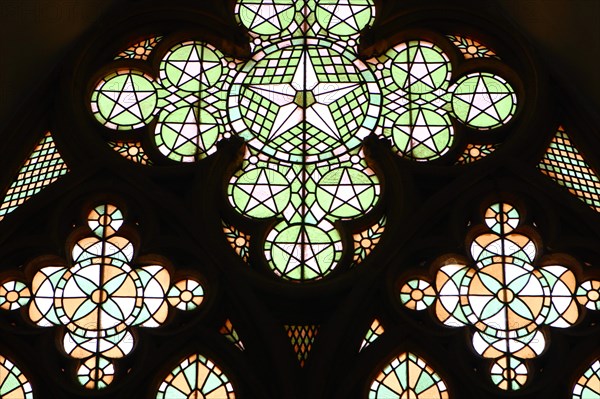 Stained glass window, Lala Mustafa Pasha Mosque, Famagusta, North Cyprus.