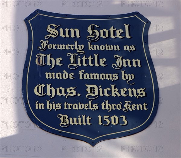 The Sun Hotel Sign, hotel built in 1503, Canterbury, Kent.