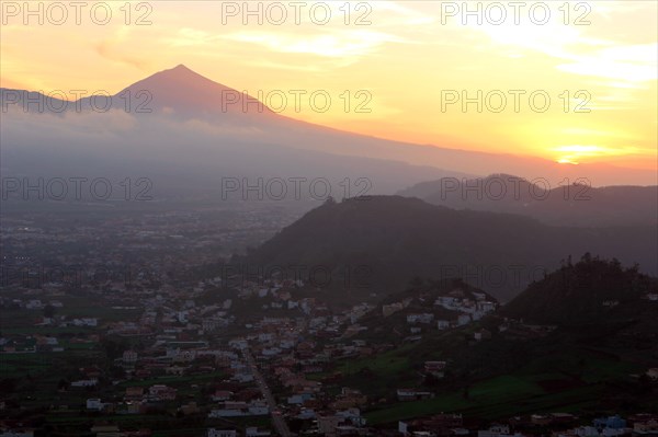 Sunset behind Mount Teide, volcano on Tenerife, Canary Islands, 2007.