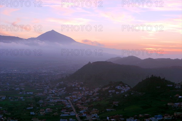 Sunset behind Mount Teide, volcano on Tenerife, Canary Islands, 2007.