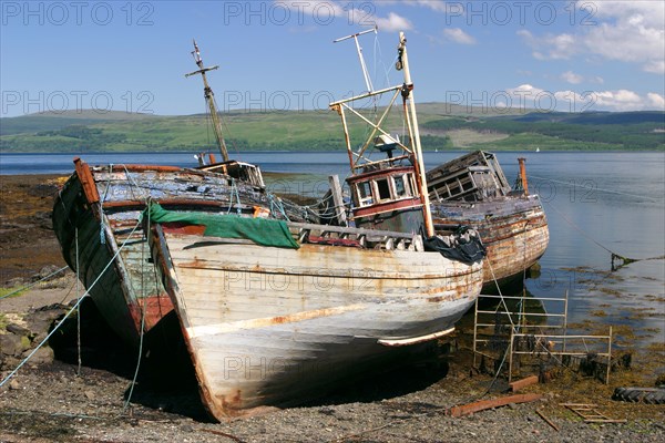 Old fishing boats, near Salen, Mull, Argyll and Bute, Scotland.