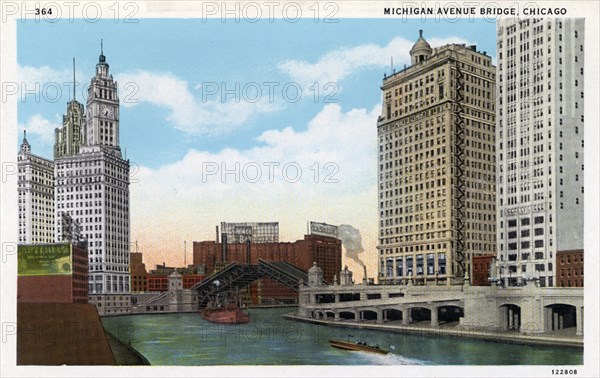 Michigan Avenue Bridge, Chicago, Illinois, USA, 1928. Artist: Unknown