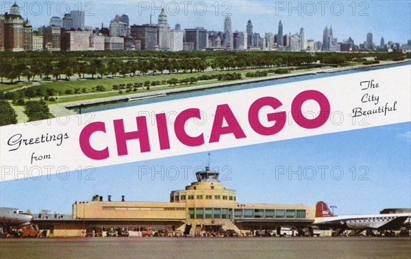 'Greetings from Chicago the City Beautiful', postcard, 1954. Artist: Unknown