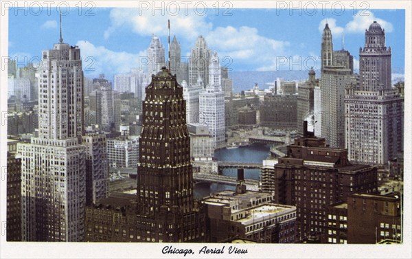 Aerial view of Chicago, looking east from the Kemper Building, Illinois, USA, 1959. Artist: Unknown