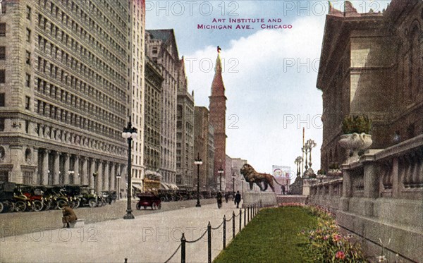 Art Institute and Michigan Avenue, Chicago, Illinois, USA, 1910. Artist: Unknown