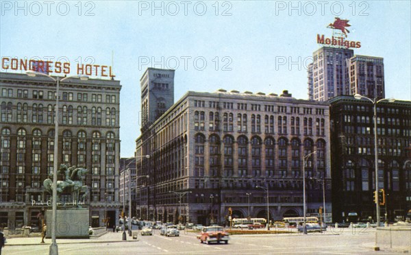 Congress Street Expressway entrance at Michigan Avenue, Chicago, Illinois, USA, 1958. Artist: Unknown