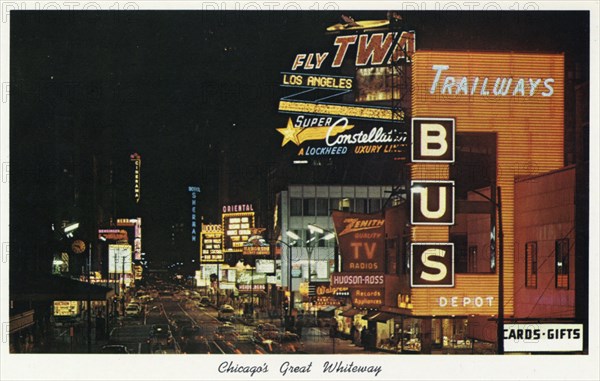 'Chicago's Great Whiteway', postcard, 1959. Artist: Unknown