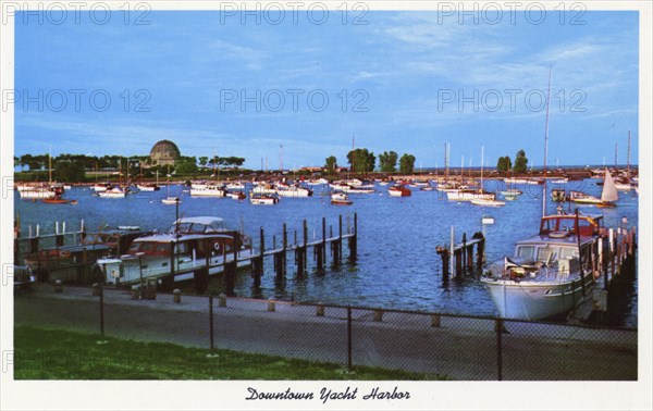 Chicago's downtown yacht harbour and lagoon, Illinois, USA, 1956. Artist: Unknown