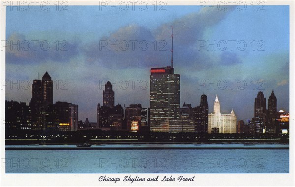Chicago skyline and lake front, Illinois, USA, 1957. Artist: Unknown