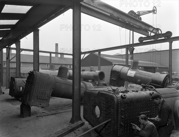 Locomotive repairs, Doncaster, South Yorkshire, 1959.  Artist: Michael Walters