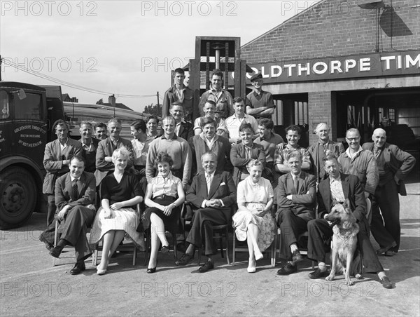 Timber yard workforce, Bolton upon Dearne, South Yorkshire, 1960. Artist: Michael Walters