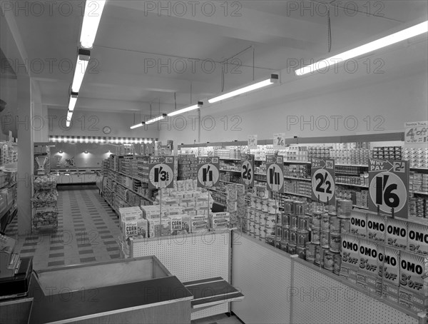 Cash and carry interior, Goldthorpe, South Yorkshire, 1960.  Artist: Michael Walters