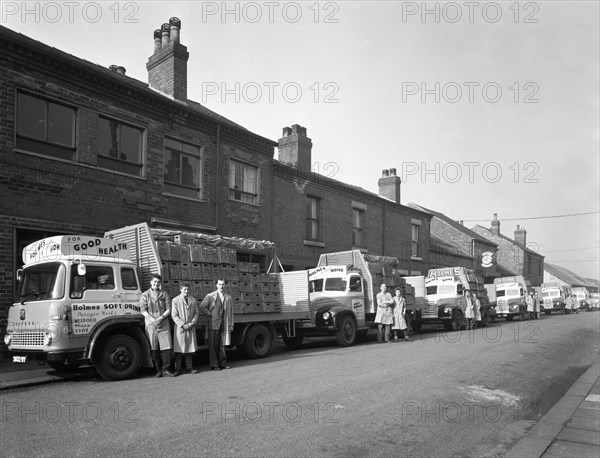 Fleet of soft drinks delivery lorries, Mexborough, South Yorkshire, 1961. Artist: Michael Walters