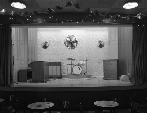 Miners' welfare club stage, South Yorkshire, 1967. Artist: Michael Walters