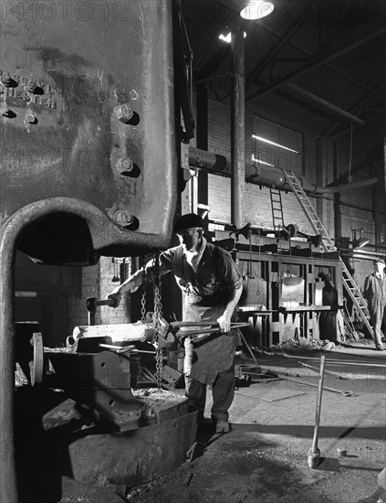 Forging pins at Edgar Allen's steel foundry, Sheffield, South Yorkshire, 1963. Artist: Michael Walters