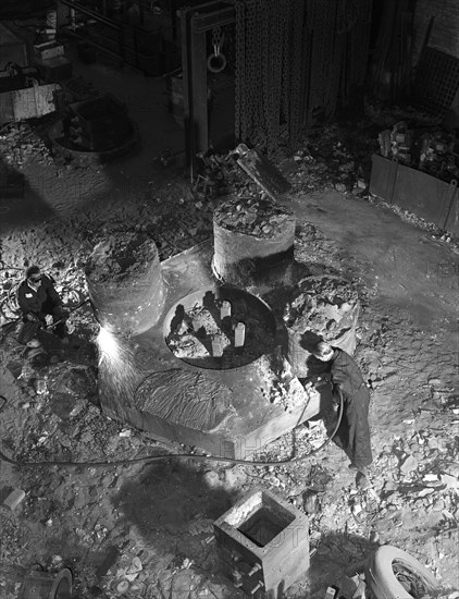 Pole magnet casting from above, Edgar Allen's steel foundry, Sheffield, South Yorkshire, 1963. Artist: Michael Walters