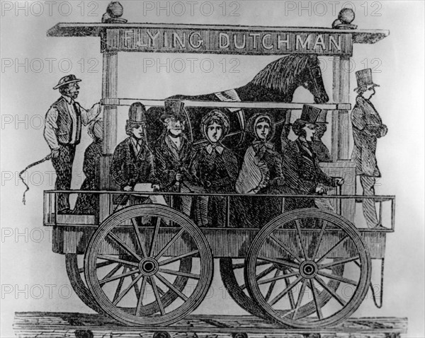 'Flying Dutchman', horse-powered train, 1830. Artist: Unknown