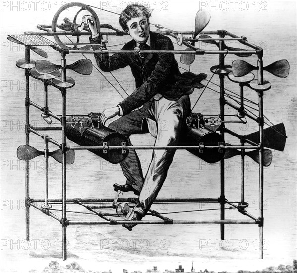 Ayre's aerial machine, 1885. Artist: Unknown