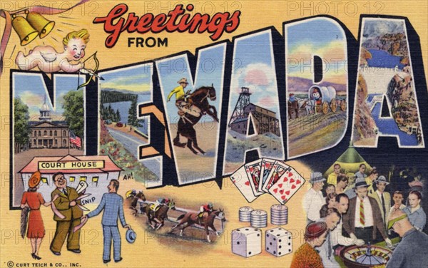 'Greetings from Nevada', postcard, 1941. Artist: Unknown