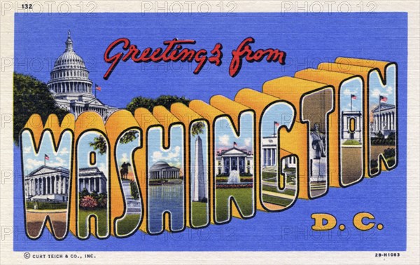 'Greetings from Washington, DC', postcard, 1942. Artist: Unknown
