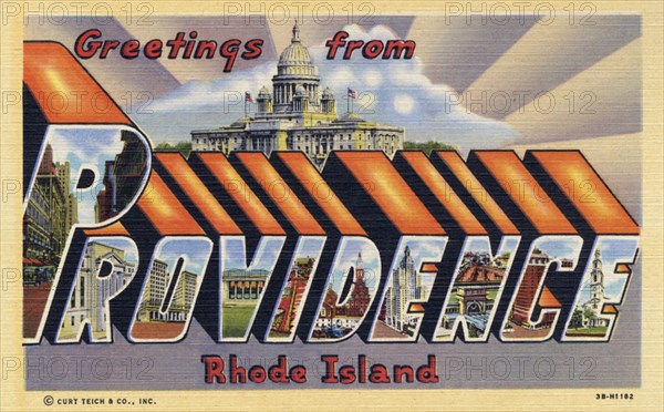 'Greetings from Providence, Rhode Island', postcard, 1943. Artist: Unknown
