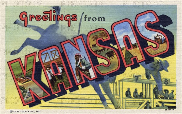 'Greetings from Kansas', postcard, 1944. Artist: Unknown