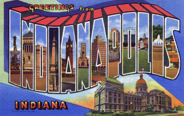 'Greetings from Indianapolis, Indiana', postcard, 1948. Artist: Unknown