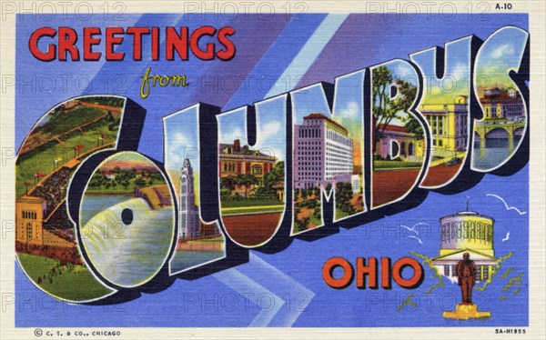 'Greetings from Columbus', Ohio, postcard, 1935. Artist: Unknown