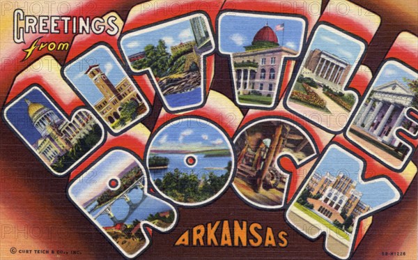 'Greetings from Little Rock, Arkansas', postcard, 1945. Artist: Unknown