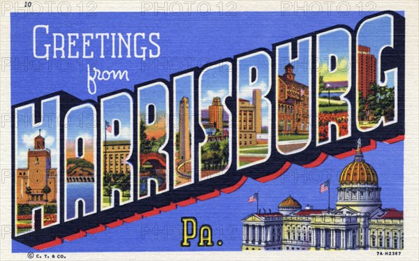 'Greetings from Harrisburg, Pennsylvania', postcard, 20th century. Artist: Unknown