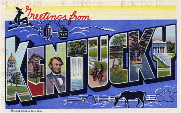 'Greetings from Kentucky', postcard, 1939. Artist: Unknown