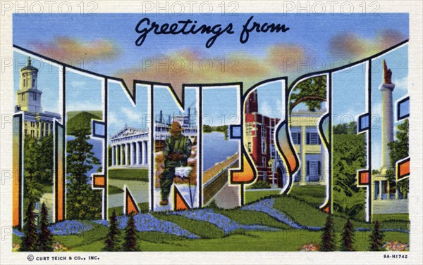 'Greetings from Tennessee', postcard, 1939. Artist: Unknown