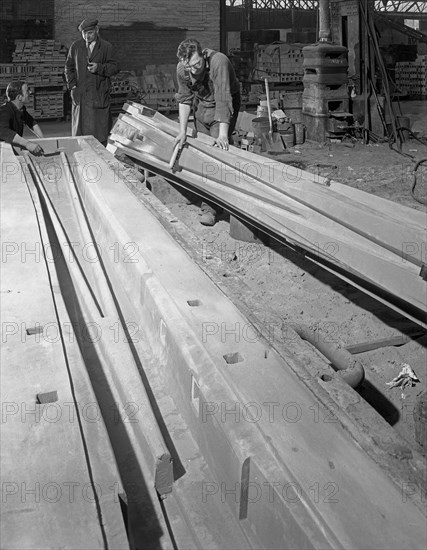 1 in 14 rail crossing, mould and pattern, Stanley Works, Sheffield, South Yorkshire, 1968. Artist: Michael Walters